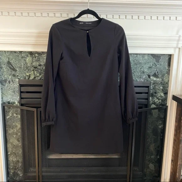 Zara Basic Long Sleeve Black Dress size XS - Picture 1 of 8